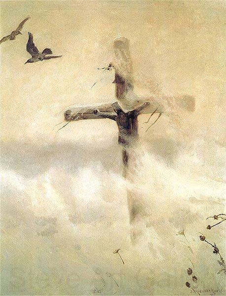 Jozef Chelmonski Cross in blizzard. Spain oil painting art